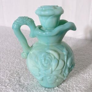 Vintage Avon Jade Milk Glass Moonwind Foaming Bath Oil Pitcher *Empty